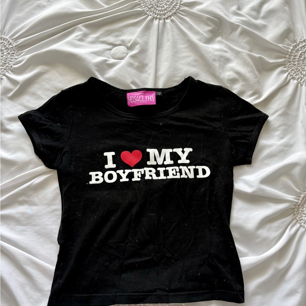 Black Short Sleeve Tee with Heart Graphic